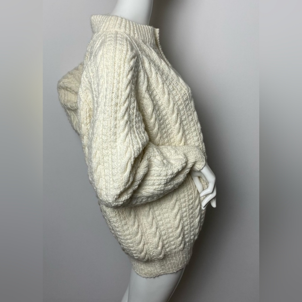 Chunky Hand Knit Wool Cardigan Cream - Picture 2 of 9